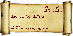 Szencz Surány névjegykártya